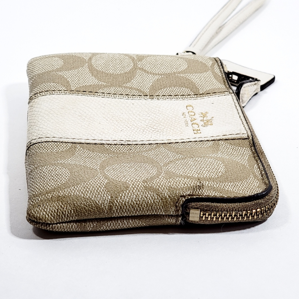 Coach Corner Zip Wristlet In Signature Ivory White Canvas - Picture 5 of 7